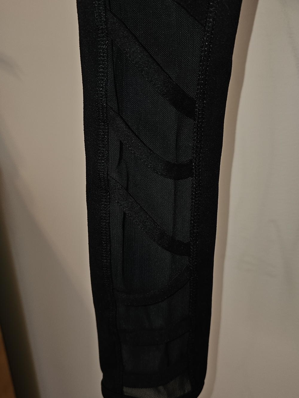 The Balance Collection By Marika Ankle Length Black Leggings Sheer Mesh Panel